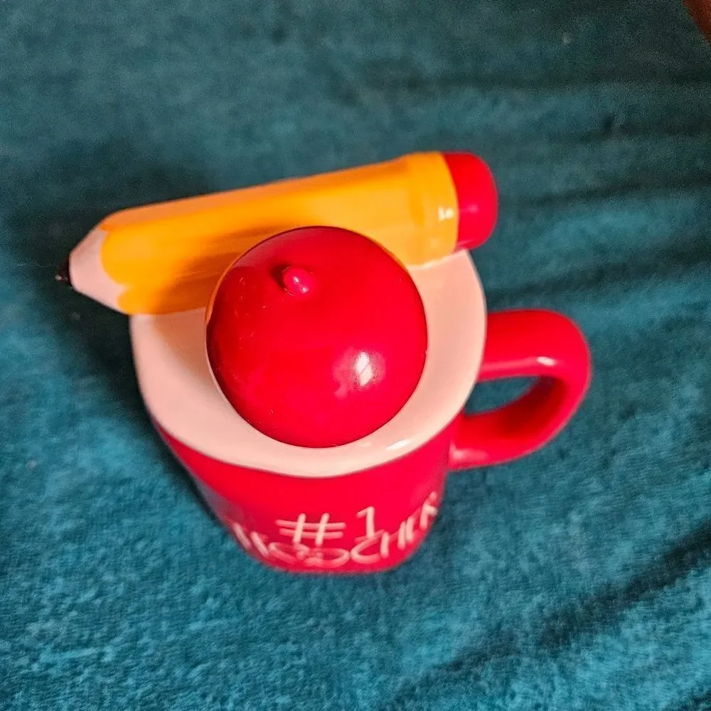 Rae Dunn Red #1 Teacher Mug with Lid